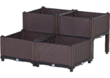 Set Of 4 Rattan-effect Garden Planter Box