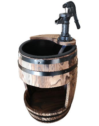 Wood Barrel Fountain Pump
