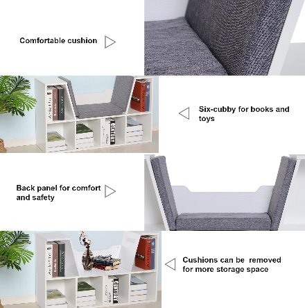 Bookcase Storage with Padded Foam Seat – Stylish and Functional Bookshelf with Comfortable Seating for Living Room or Bedroom