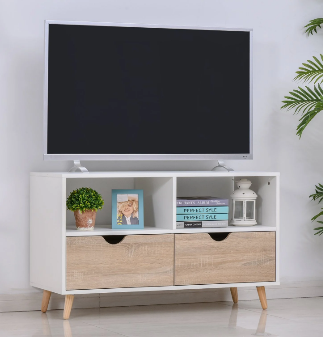 Particle Board TV Media Unit With Shelves &amp; Drawers