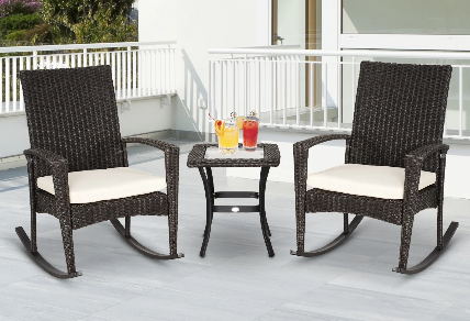 Garden Furniture Rocking Chair Set – Comfortable Outdoor Patio Chairs with Cushions and Durable Weather-Resistant Frame