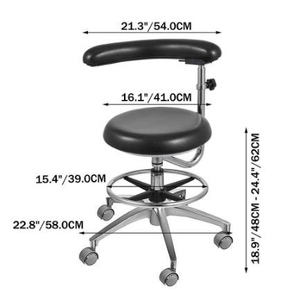 PU Leather Assistant Stool/Chair With 360 Degree Rotation, Armrest, Adjustable Height