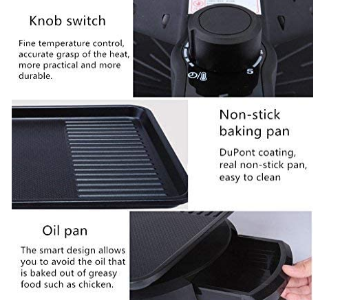 Indoor Electric Barbecue Grill BBQ Pan for Smokeless Cooking and Indoor Entertaining