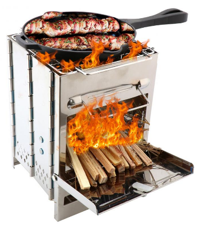 Foldable Grill Stainless Steel BBQ Stove with Storage Bag, Portable Outdoor Cooking Kit, Collapsible BBQ Grill for Camping
