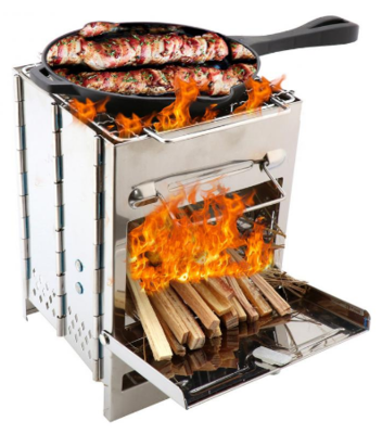 Foldable Grill Stainless Steel BBQ Stove with Storage Bag, Portable Outdoor Cooking Kit, Collapsible BBQ Grill for Camping