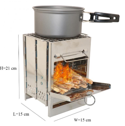 Foldable Grill Stainless Steel BBQ Stove with Storage Bag, Portable Outdoor Cooking Kit, Collapsible BBQ Grill for Camping