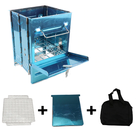 Foldable Grill Stainless Steel BBQ Stove with Storage Bag, Portable Outdoor Cooking Kit, Collapsible BBQ Grill for Camping