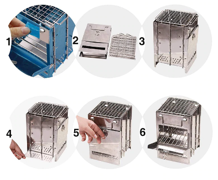 Foldable Grill Stainless Steel BBQ Stove with Storage Bag, Portable Outdoor Cooking Kit, Collapsible BBQ Grill for Camping