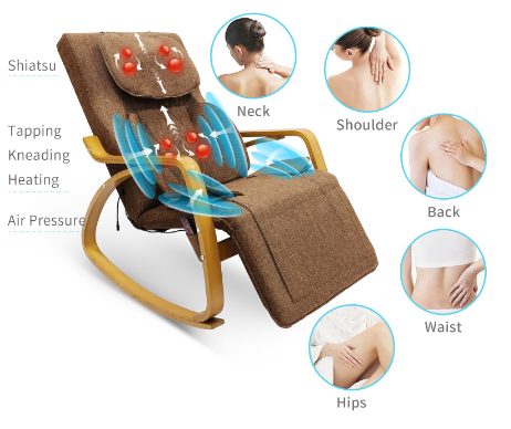 Rocking Massage Chair With Vibrating Function, Adjustable Pillow