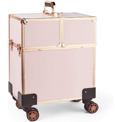 Professional Makeup Travel Trolley With Wheels, Open Space & Fold Out Shelving