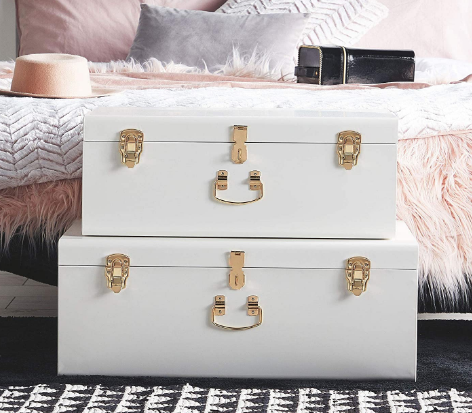 Set of 2 Large Stackable Storage Trunks