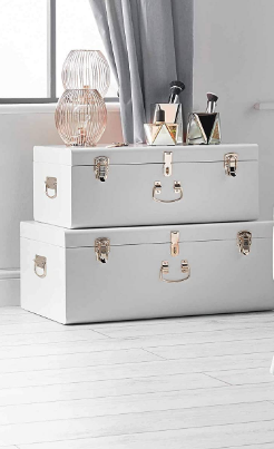 Set of 2 Large Stackable Storage Trunks