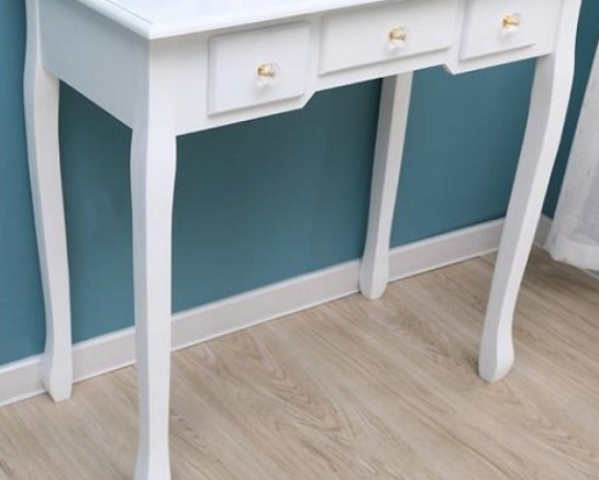 Elegant and Beautiful Dressing Table with Stool – 360° Rotatable Mirror and Storage for Bedroom Vanity Setup