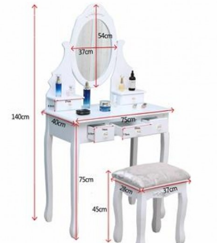 Elegant and Beautiful Dressing Table with Stool – 360° Rotatable Mirror and Storage for Bedroom Vanity Setup