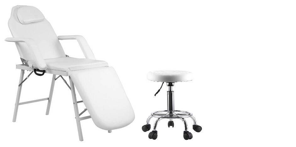 Pro PVC, Thickly Padded Massage Bed With Stool For Salon Home