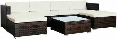 Durable Poly Rattan Light Weight 6 Seater Sofa with Coffee Table Outdoor Garden Furniture Set