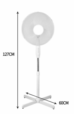 Portable Electric Oscillating Standing Fan Adjustable Height 3 Speed Setting