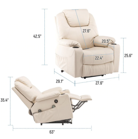 Electric Faux Leather Massage Recliner Chair with Heat and Vibration – Relaxing Heated Massage Chair for Home and Office Use