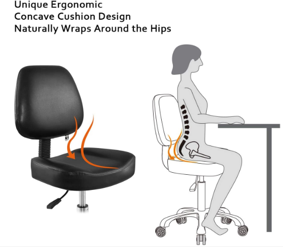 Home Office Salon Adjustable Rolling Swivel Stool with Backrest and Heavy-Duty Metal Base for Comfort and Durability