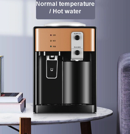 Electric 3-Mode Desktop Water Dispenser, designed for home or office use. Features hot, cold, and room temperature settings for convenience and ease. Compact and efficient.