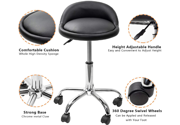 Massage Hydraulic Salon Stool with Height Adjustable Gas Pressure Spring 5 Wheels