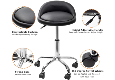 Massage Hydraulic Salon Stool with Height Adjustable Gas Pressure Spring 5 Wheels