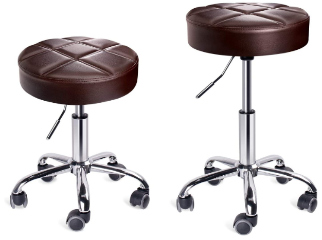 Swivel 360 Degrees Rolling Caster Wheels Stool Adjustable Height For Office, Spa, Beauty Studio Leader Accessories Swivel Stool, Height-Adjustable Rolling