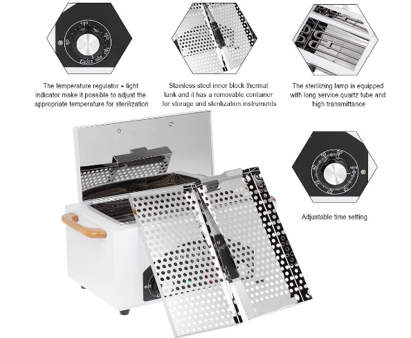 Salon Barber Equipment High Temperature Sterilizer Metal Tool Cleaner With Automatic Timer Control