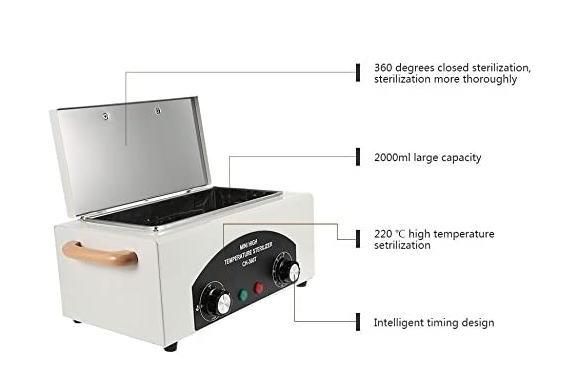 Salon Barber Equipment High Temperature Sterilizer Metal Tool Cleaner With Automatic Timer Control