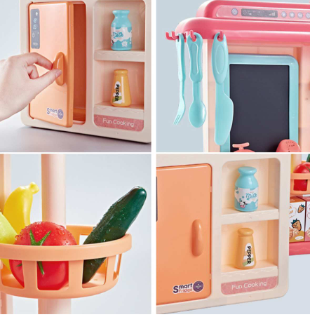 Set of 42Pcs Kids Kitchen Toys Simulation Kitchen Toy Spray Water Dinnerware Pretend Play Kitchen Cooking Table Set With Simulated Spray, Water Outlet, Cooking Sound Effect