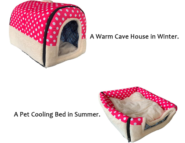 Washable Non-slip Foldable 2 in 1 Pet House with Removable Cushion Detachable Cashmere Mattress