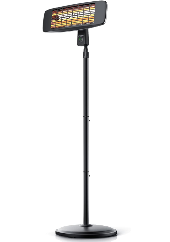 Radiant Patio Heater Heat Lamp with Stand 3 Light Levels Remote Control LED Power Indicator