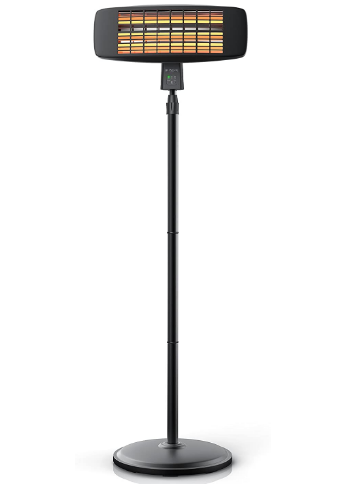 Radiant Patio Heater Heat Lamp with Stand 3 Light Levels Remote Control LED Power Indicator