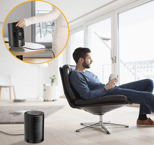 Mobile Fan Heater 1200 W / 600 W, 2 Modes 3 Levels Warm &amp; Natural with LED Display &amp; Thermostat