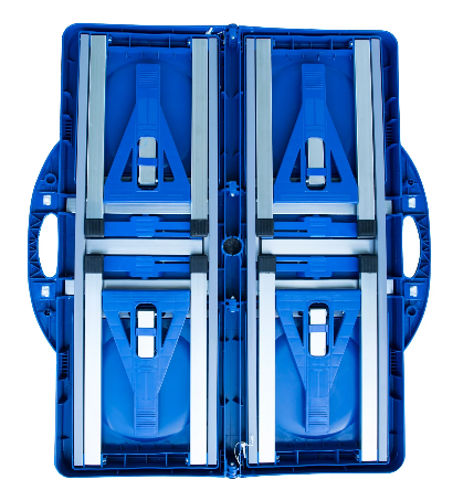 Portable 4 Seater Aluminum Table with Foldable Seats, Blue