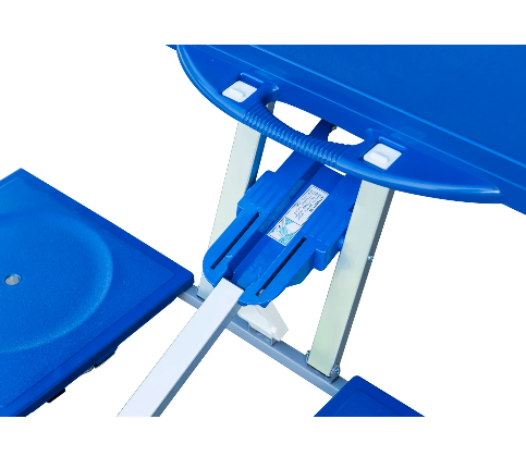 Portable 4 Seater Aluminum Table with Foldable Seats, Blue
