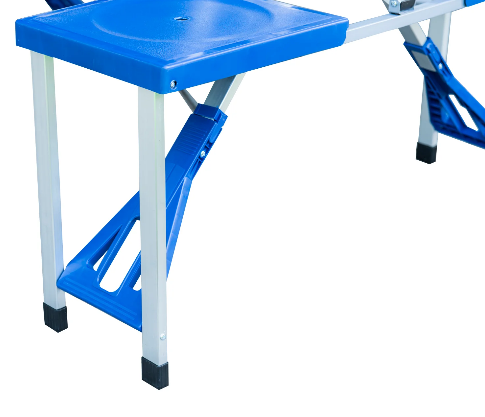 Portable 4 Seater Aluminum Table with Foldable Seats, Blue