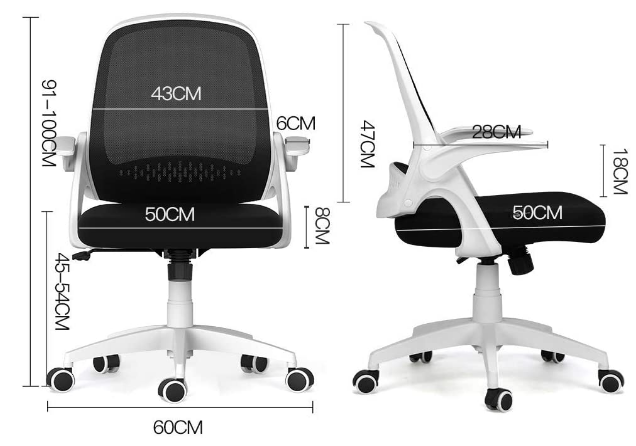 Ergonomic Office Chair with Flip-Up Armrests – Compact Task Chair with 120° Locking, 360° Rotation, and Adjustable Lift Seat for Home or Office Use
