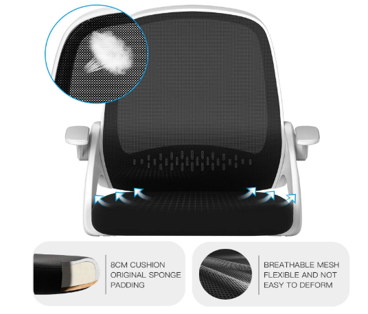 Ergonomic Office Chair with Flip-Up Armrests – Compact Task Chair with 120° Locking, 360° Rotation, and Adjustable Lift Seat for Home or Office Use