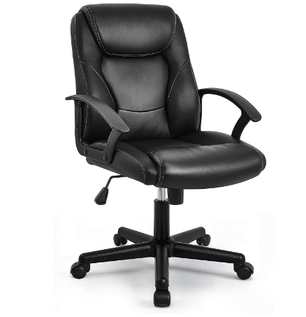 Ergonomic Executive Faux Leather Office Chair – Adjustable Seat Height, 360° Swivel Computer Desk Chair for Comfort and Support