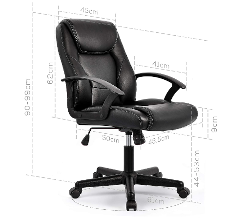 Ergonomic Executive Faux Leather Office Chair – Adjustable Seat Height, 360° Swivel Computer Desk Chair for Comfort and Support
