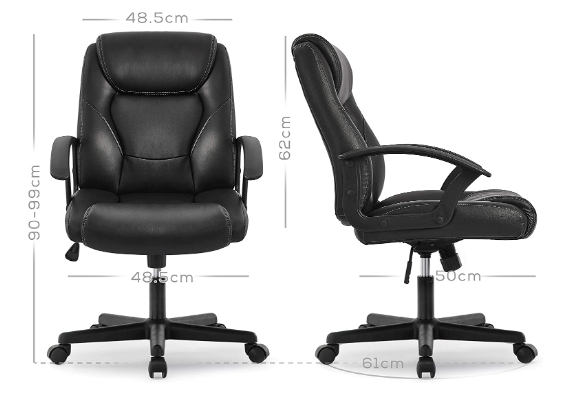 Ergonomic Executive Faux Leather Office Chair – Adjustable Seat Height, 360° Swivel Computer Desk Chair for Comfort and Support