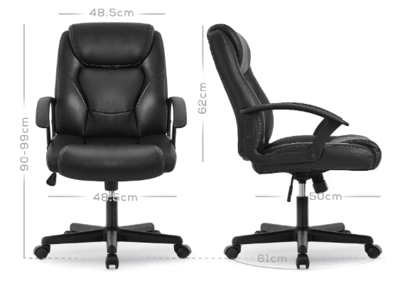 Ergonomic Executive Faux Leather Office Chair – Adjustable Seat Height, 360° Swivel Computer Desk Chair for Comfort and Support