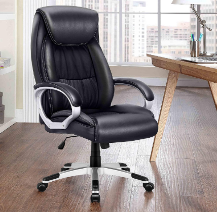 Ergonomic Design  Executive Office Chair Faux Leather Large Seat Computer Desk Chair with Adjustable Seat Height Tilt Mechanism 360 Degree Swivel