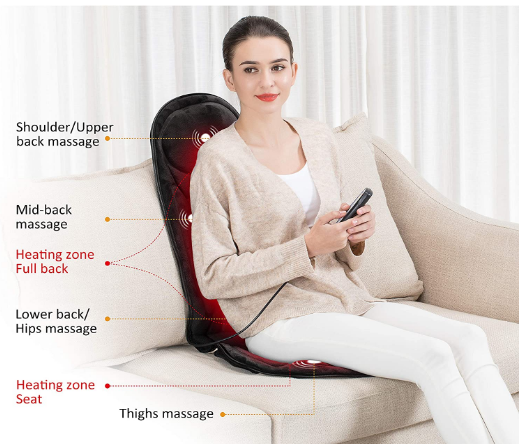 Massager Seat Cushion Heat 6 Vibration Massage Nodes &amp; 3 Heating Pad, Home, Office Use &amp; Car Seat