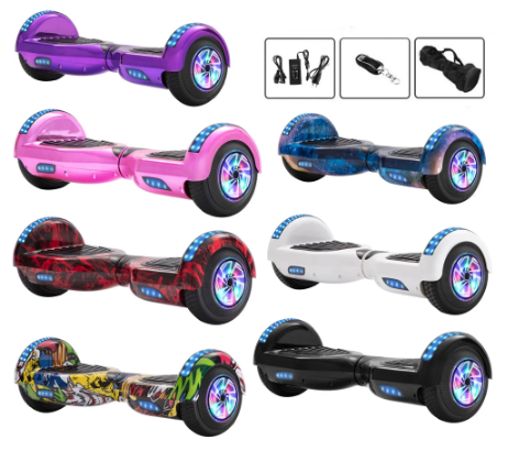 Hoverboard 6.5 Inch Bluetooth Speaker Skateboard with Smart Balance Technology for Kids and Adults