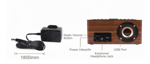 Wooden Bluetooth Speaker Radio Alarm Clock Digital, Wireless Charging Station for iPhone/Samsung, 0-100% Dimmable Display, USB Charging Port, Sleep Timer, Digital Wooden Clock for Bedroom