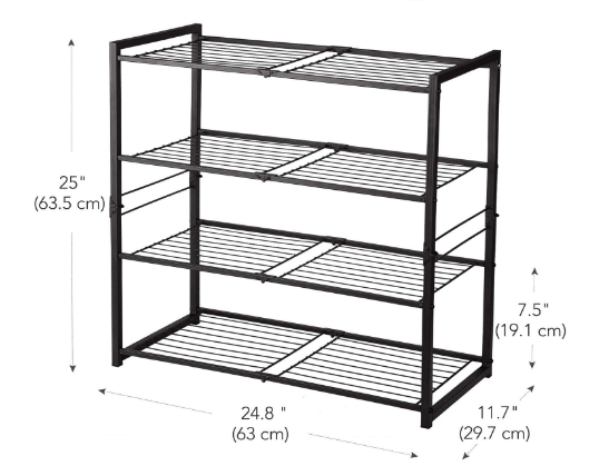 Foldable 4 Tier Heavy Duty Shoe Rack for Home, Closet, Entryway, Space-Saving Shoe Organizer