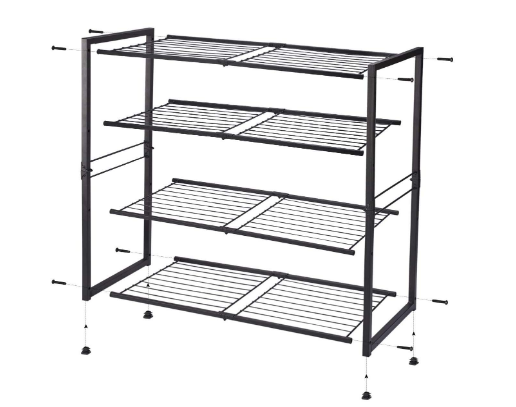 Foldable 4 Tier Heavy Duty Shoe Rack for Home, Closet, Entryway, Space-Saving Shoe Organizer