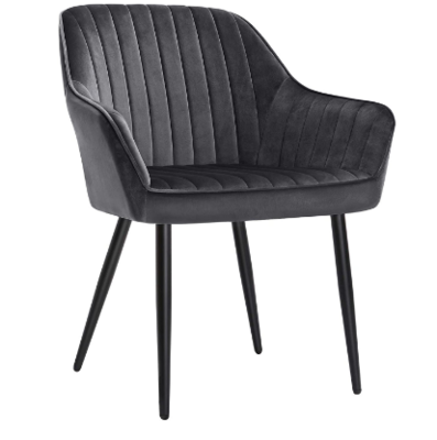 Upholstered Chair with Armrests, Metal Legs, Velvet Cover